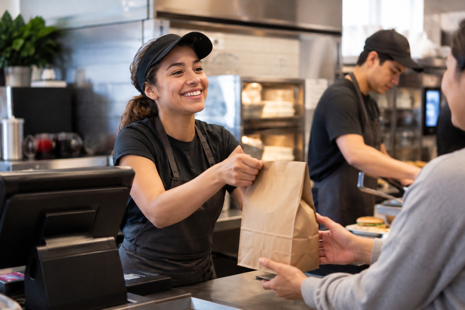 Service workers on the job in California