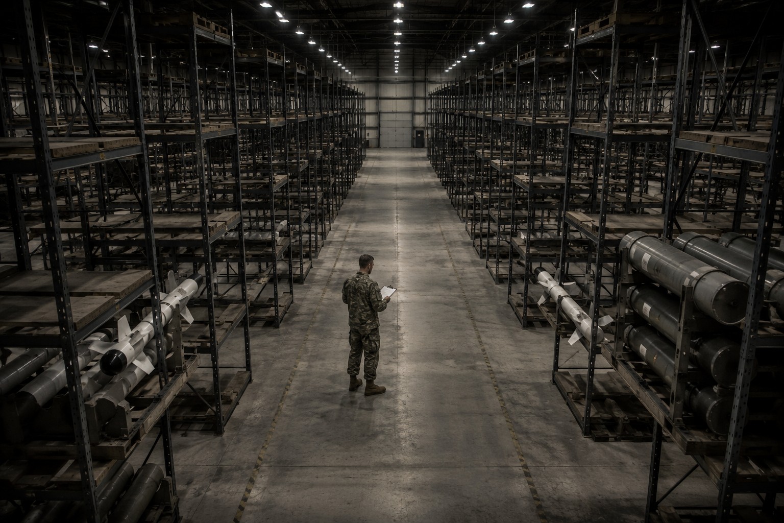 A depleted U.S. munitions stockpile after five months of sustained strikes.